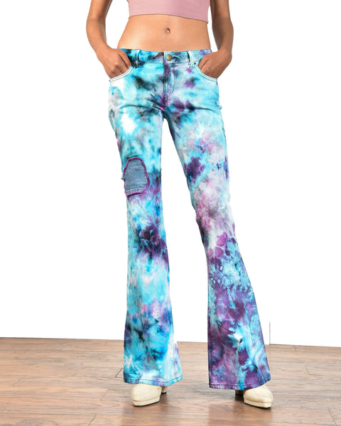 Goldie Y2K Tie Dye Jeans with Embroidered Mushrooms