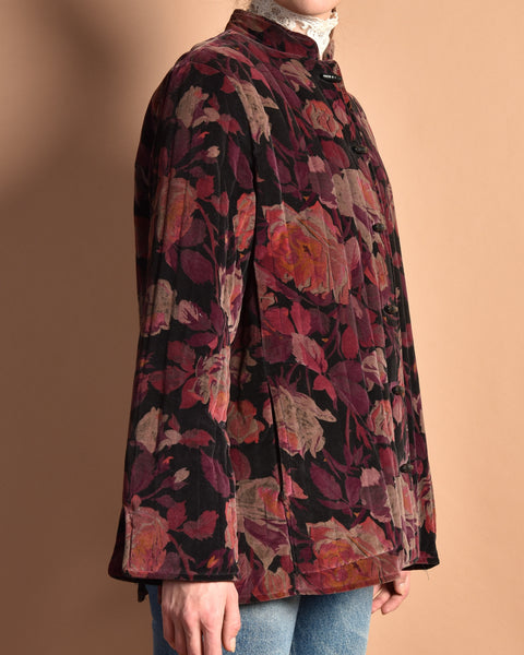 Yara 1970s Floral Velvet Quilt Coat