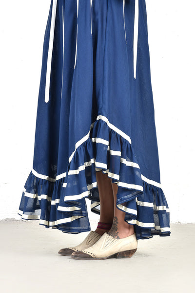 Jessalyn Draped Gauze Maxi Dress w/Ribbon Trim