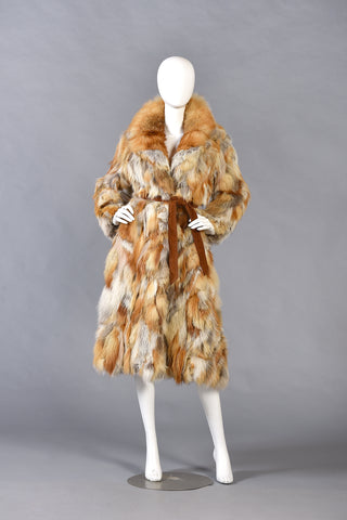 Clarissa 1970s Patchwork Red Fox Fur Coat