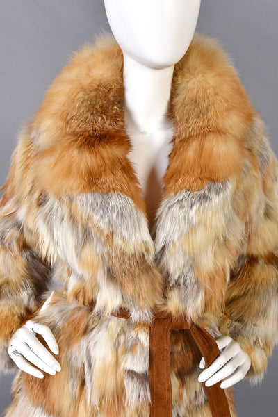 Clarissa 1970s Patchwork Red Fox Fur Coat