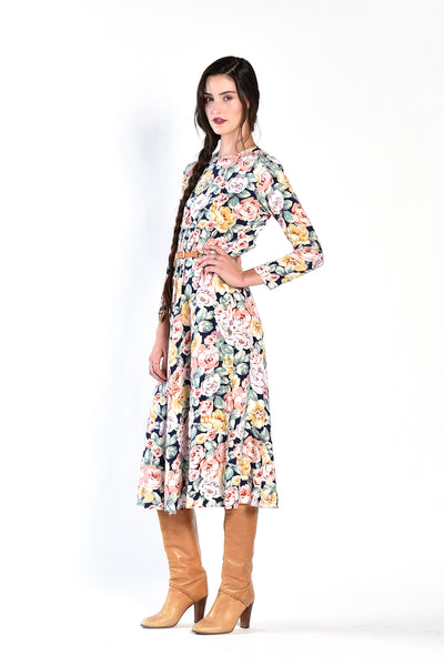 Elenore Floral Dress with Buttons