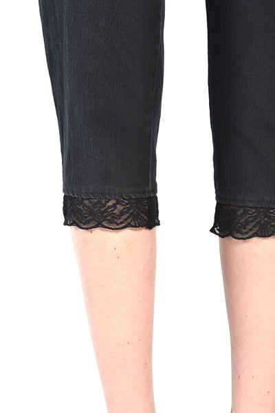 Jordache High Waist Cropped Jeans w/ Lace Trim