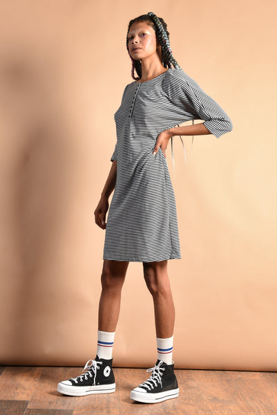 Kelly 80s Deadstock Striped Cotton Mini Dress