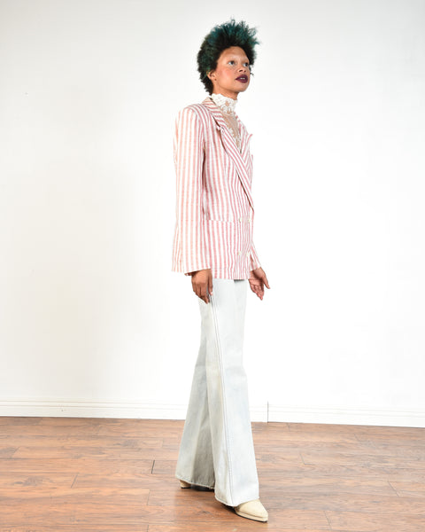 Calvin Klein 80s Bengal Striped Linen Blazer