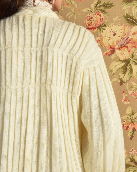Reign 1980s Bishop Sleeve Pleated Knit Cardigan