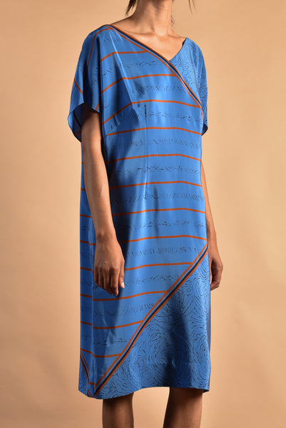 Landa 80s Graphic Silk Sheath Dress