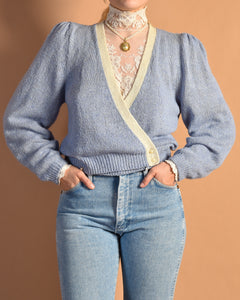 Calle 1980s Silk Sweater with Puff Sleeves