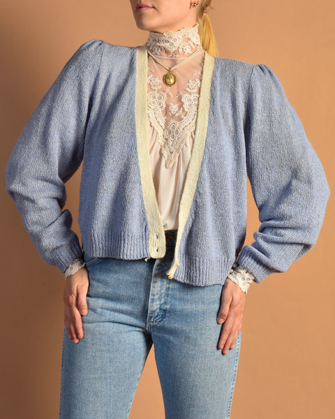 Calle 1980s Silk Sweater with Puff Sleeves