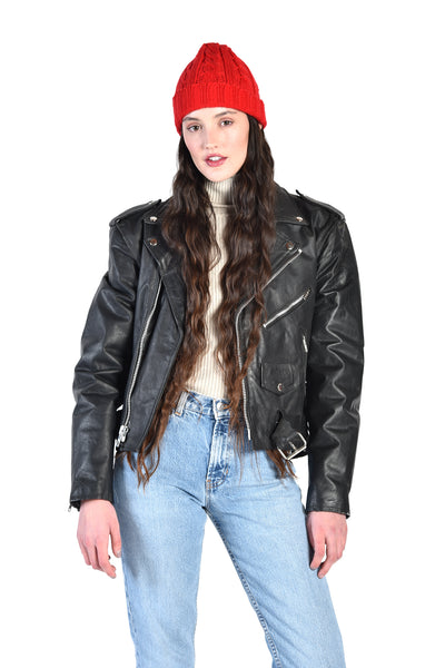 Leonie Black Leather Biker Jacket