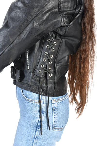 Leonie Black Leather Biker Jacket