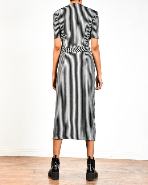 Nadia Striped 90s Keyhole Midi Dress