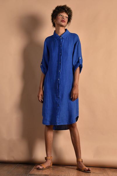 Evan 80s Italian Linen Shirt Dress