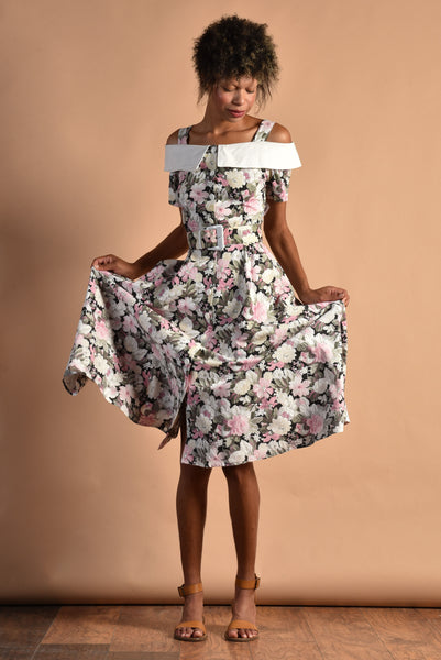 Natalya 80s Romantic Cotton Floral Dress