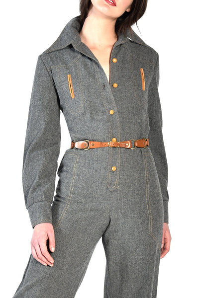Francis 1970s Grey Wool Jumpsuit