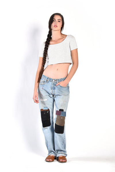 Dinah Leather Patchwork Levi's 501 Jeans