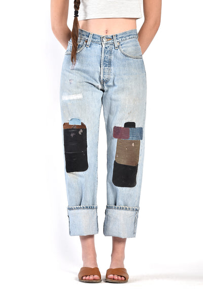 Dinah Leather Patchwork Levi's 501 Jeans
