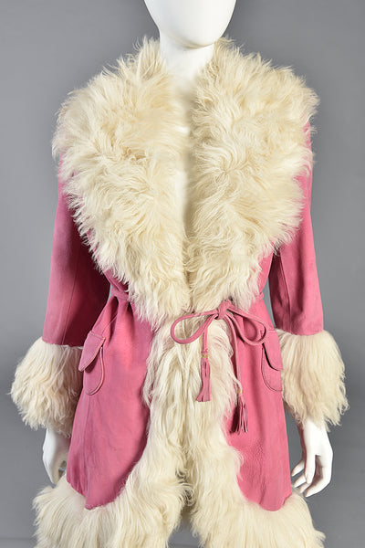 Iconic 1960s Pink Lilli Ann Shearling & Suede Coat