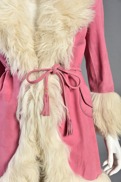 Iconic 1960s Pink Lilli Ann Shearling & Suede Coat