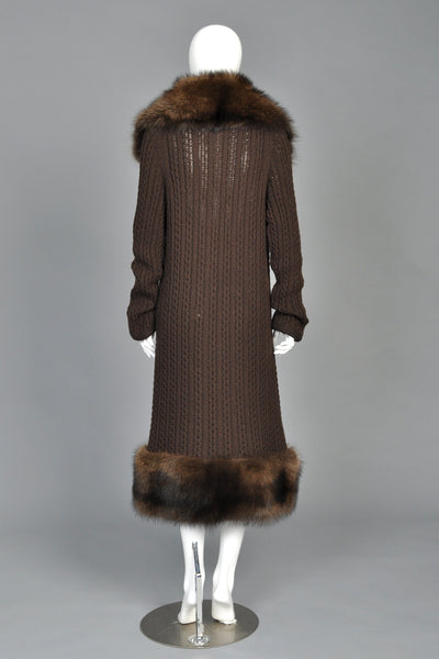 Oscar de la Renta Cashmere + Fisher Fur Sweater Coat