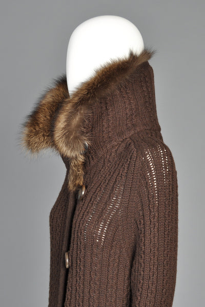 Oscar de la Renta Cashmere + Fisher Fur Sweater Coat