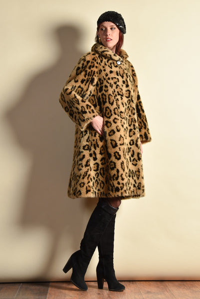 Leyla 1980s Leopard Print Swing Coat