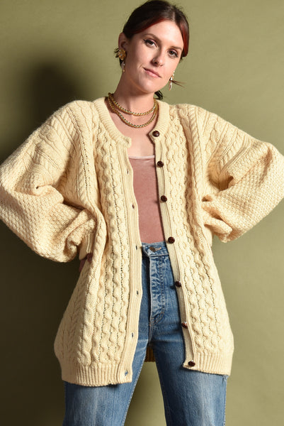 Highland Home 1970s Hand Knit Wool Cardigan