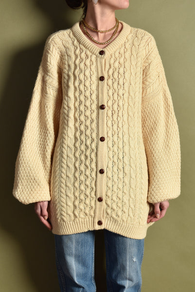 Highland Home 1970s Hand Knit Wool Cardigan