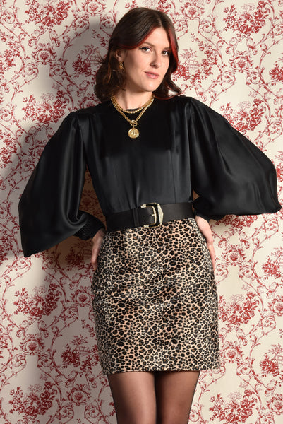 Tatyana 1990s Leopard Print Fur Skirt