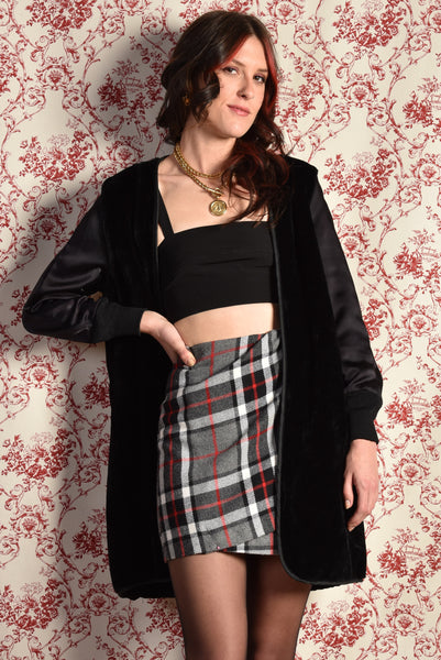 Katey 1990s Plaid Wool Mini Skirt