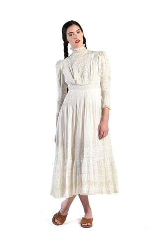 Colette Edwardian Cotton + Lace Dress