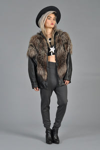 Silver Fox Fur + Leather Moto Jacket
