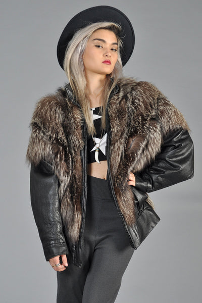 Silver Fox Fur + Leather Moto Jacket