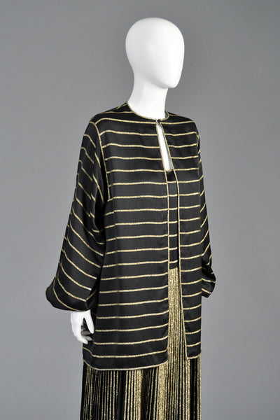 Gucci 70s Pleated Silk + Lamé Evening Gown w/Jacket