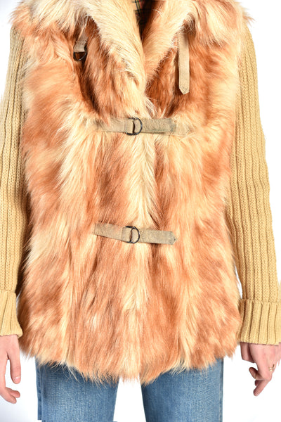 Shawna 1970s Butterscotch Knit Fur Coat