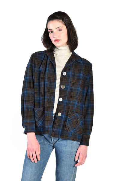 Romy 1950s Western Star Plaid Wool Jacket