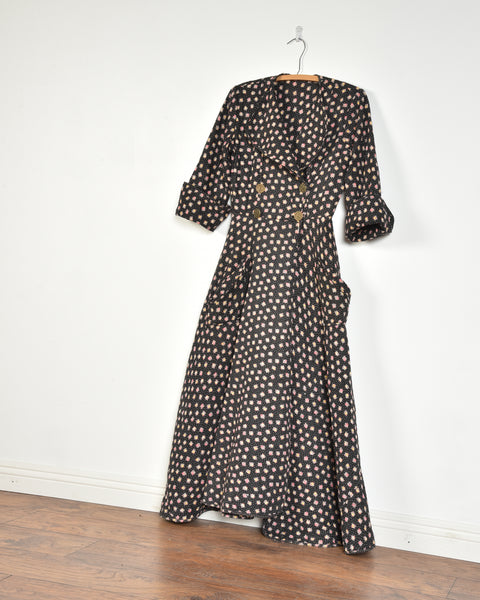 Helen 1940s Quilted Dressing Gown