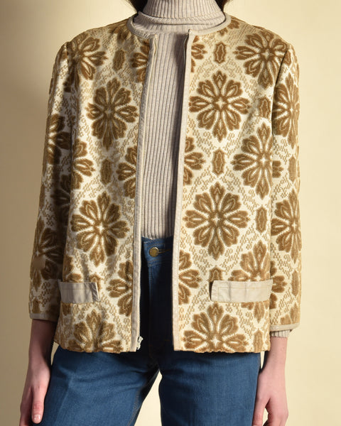 Samuel Robert 1960s Tapestry + Leather Jacket