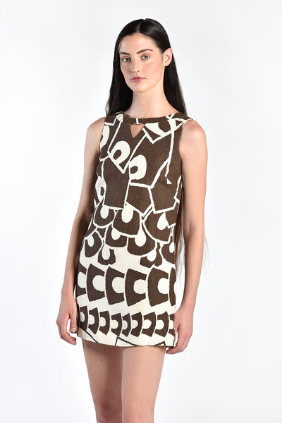 Thelma 1960s Graphic Linen Mini Dress