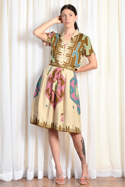 Rosemary 1970s Top + Skirt Dress Set