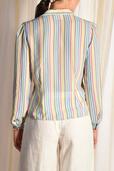 Beccah 70s Rainbow Stripe Blouse