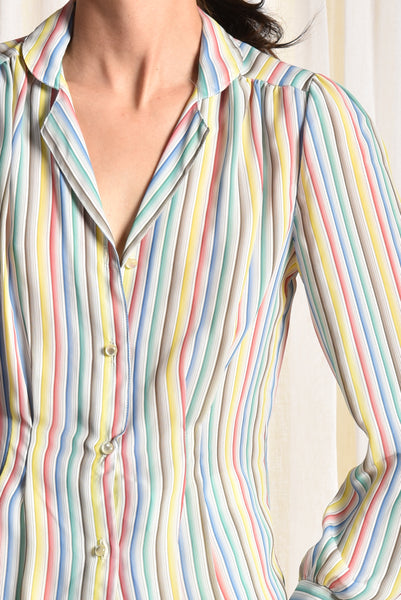 Beccah 70s Rainbow Stripe Blouse