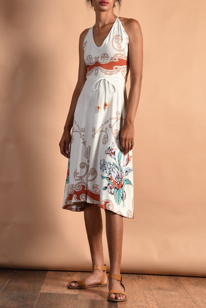 Calle 70s Backless Floral Sun Dress