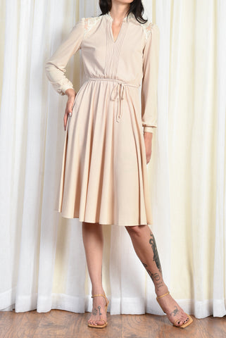 Danique 1970s Blushing Pintucked Dress