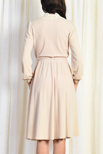Danique 1970s Blushing Pintucked Dress