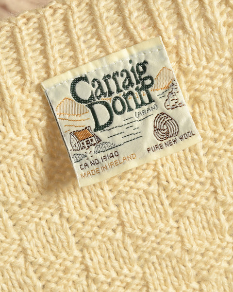 Carraig Donn 1970s Cable Knit Aran Sweater Vest