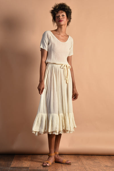 Annella 70s Cotton + Crochet Dress