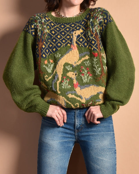 Perry Ellis attr. 80s Dog Sweater