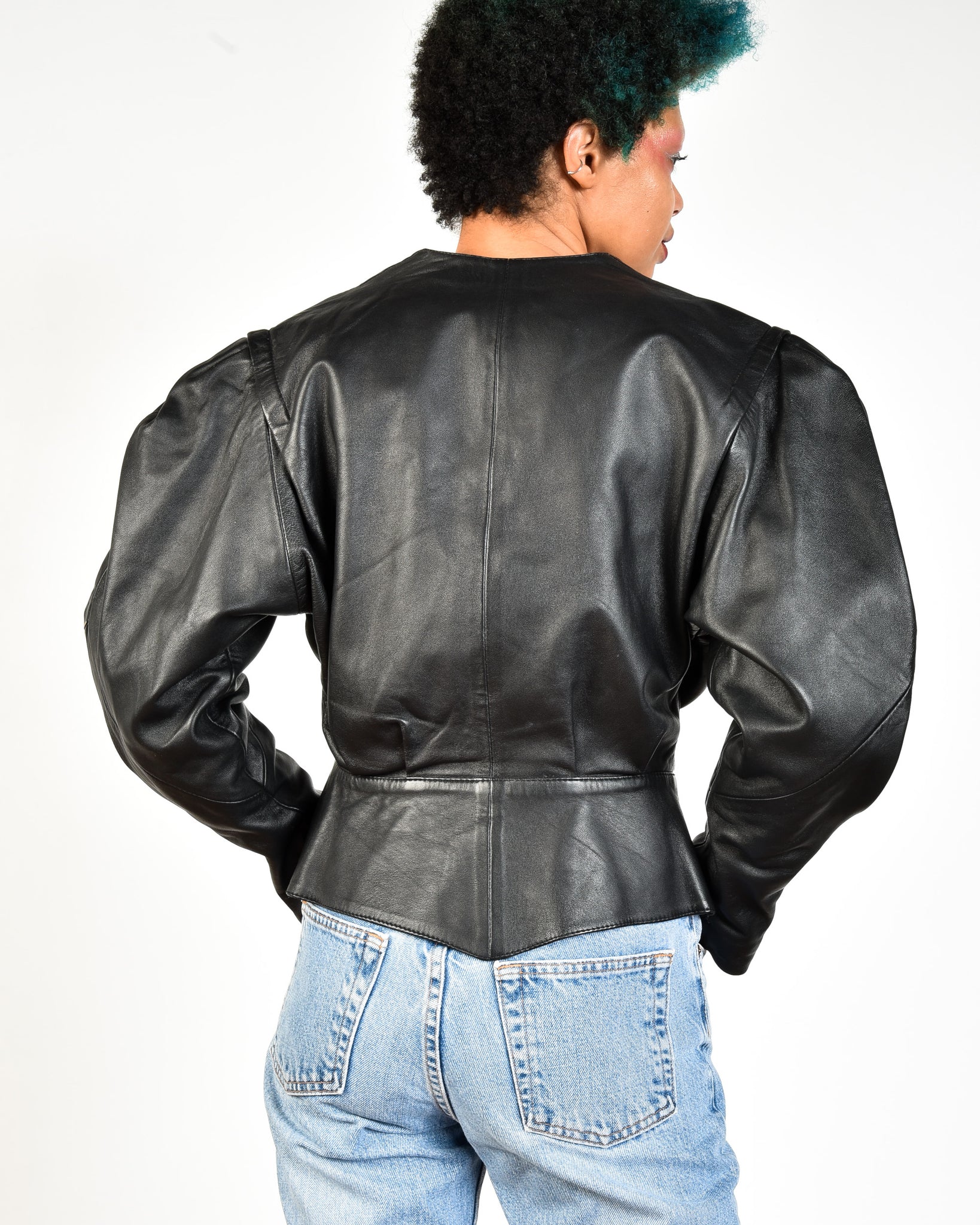 Puff Sleeve Leather Jacket