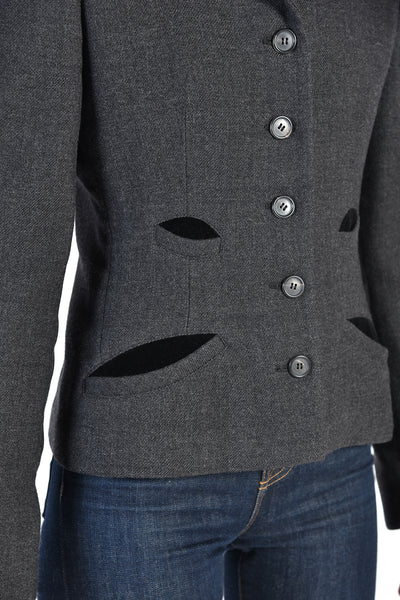 Prada Wool Blazer w/ Velvet Details